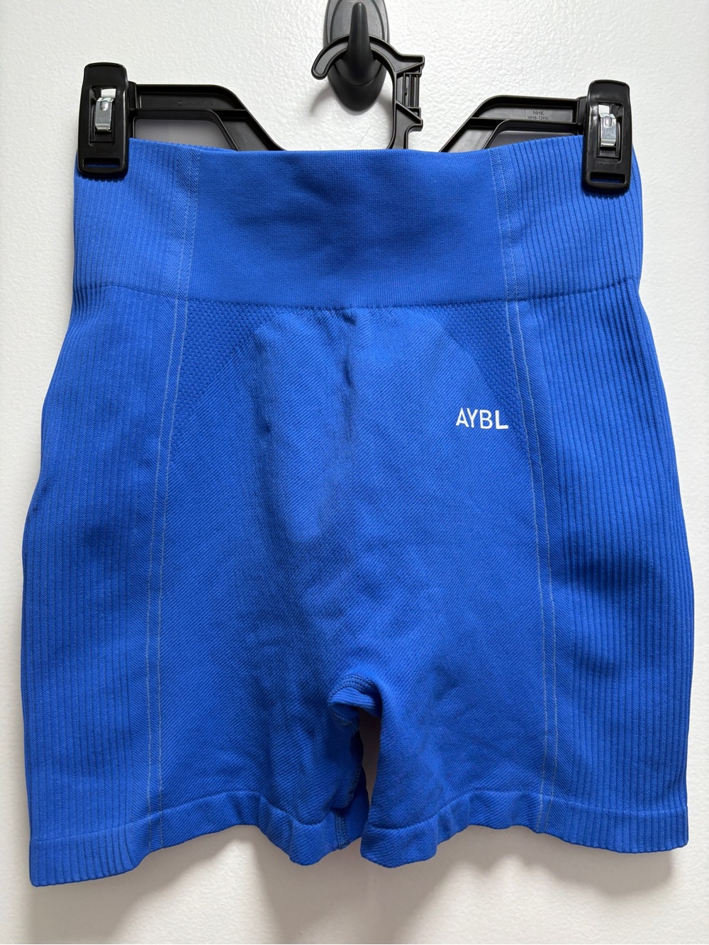 AYBL Cobalt Ribbed High-Waist Seamless Gym Shorts -large- performance gym